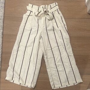 Striped Cream and Burgundy Women's Pants